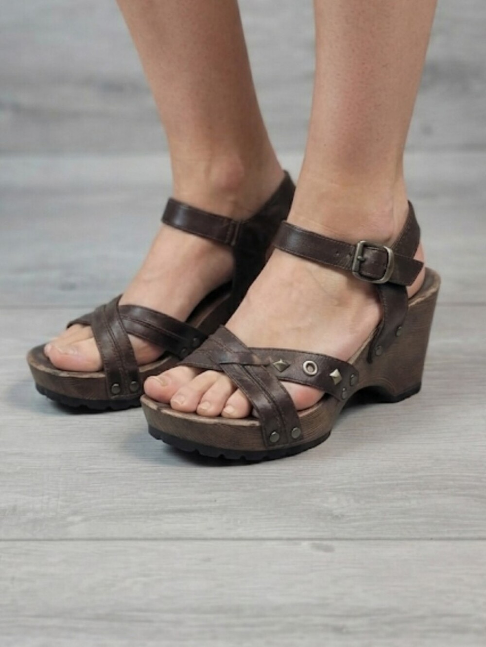 Vintage Lower East Side Y2K Women Ankle Leather Heels Sandals Shoes Sz 6